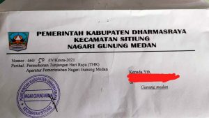 Diduga, Walinagari Gunung Medan lakukan Pungli berbalut Sumbangan THR