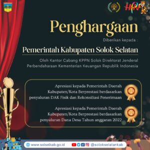 Pemkab Solsel Peroleh Dua Penghargaan dari KPPN Solok