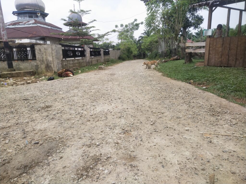 Belum Lama Selesai, Rabat Beton Jalan Sungai Sirah Air Haji Tergelupas