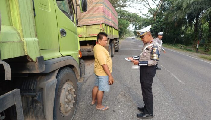 Satlantas Dharmasraya Lakukan Razia Lalu Lintas dan Patalitas Truk ODOL