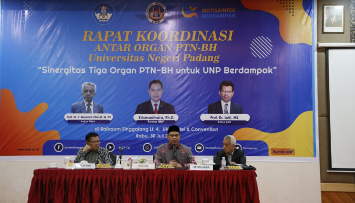 UNP Gelar Rapat Koordinasi dengan Tema Sinergitas Tiga Organ PTN-BH untuk UNP Berdampak