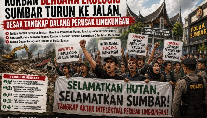 Korban Bencana Sumbar Turun ke Jalan, Desak Penghentian Illegal Logging dan Illegal Mining