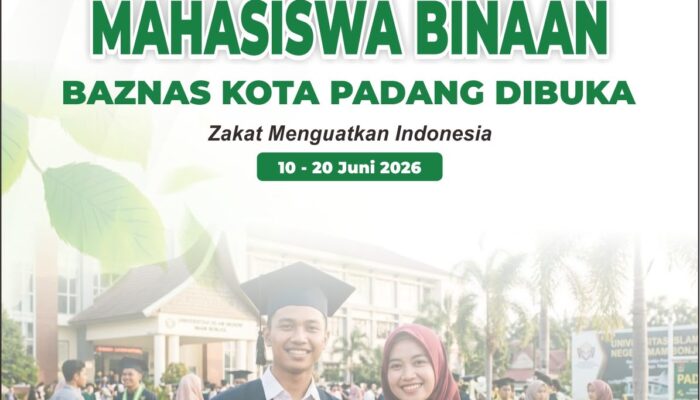 BAZNAS Kota Padang Buka Beasiswa Binaan untuk Mahasiswa Kurang Mampu, Biaya Kuliah Ditanggung hingga Semester 8